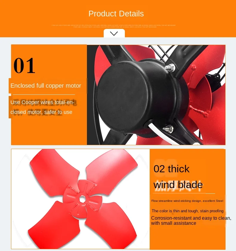 Кухонный вытяжной вентилятор 10/12/14 дюймов настенный для окон Мощный ванной дома