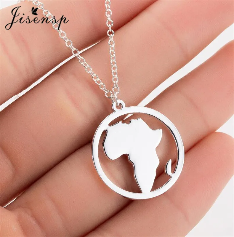 

Jisensp Vintage Origami Africa Map Necklace Women Geometric Necklace Round Necklace Circle Necklaces & Pendants Choker Jewelry