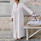 Женский Повседневный Сарафан VONDA, винтажный вечерние нный сарафан с длинным рукавом и Боковым Разрезом, праздничный женский сарафан, 2021