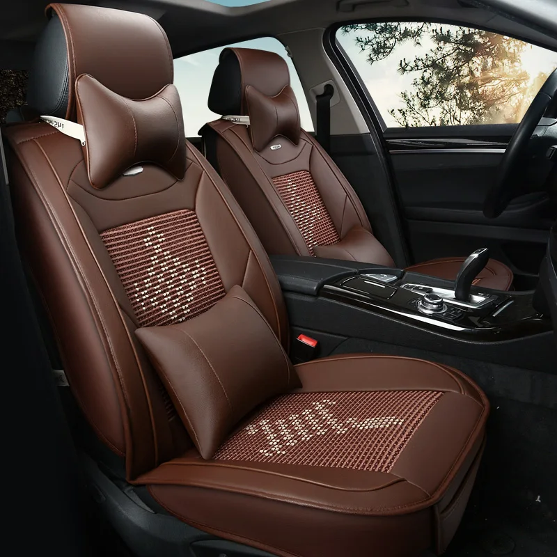 Ледяной Шелковый и кожаный чехол для автомобильного сиденья Skoda Octavia 2 a7 a5 Fabia 3 Superb