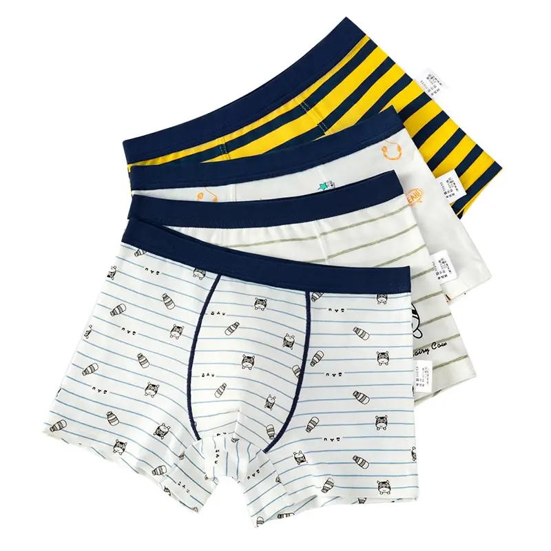 Хлопковое нижнее белье в полоску для мальчиков боксеры шорты с графическим
