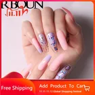 Накладные ногти Типсы для ногтей, накладные Типсы с клеем, гроб, прозрачная крышка дисплея, искусственная коробка, съемный длинный