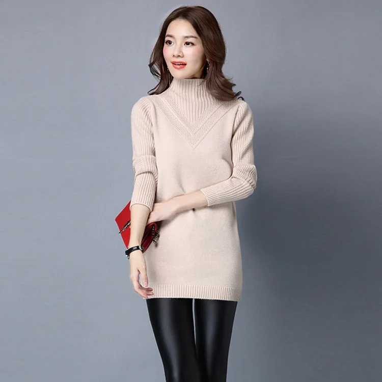 Зимний вязаный толстый свитер для женщин водолазка с длинным рукавом пуловеры
