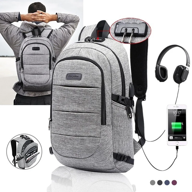 

New Fashion Male Casual Oxford Backpack Waterproof Laptop Business Backpacks Men Women Travel USB Charging Anti theft Bag