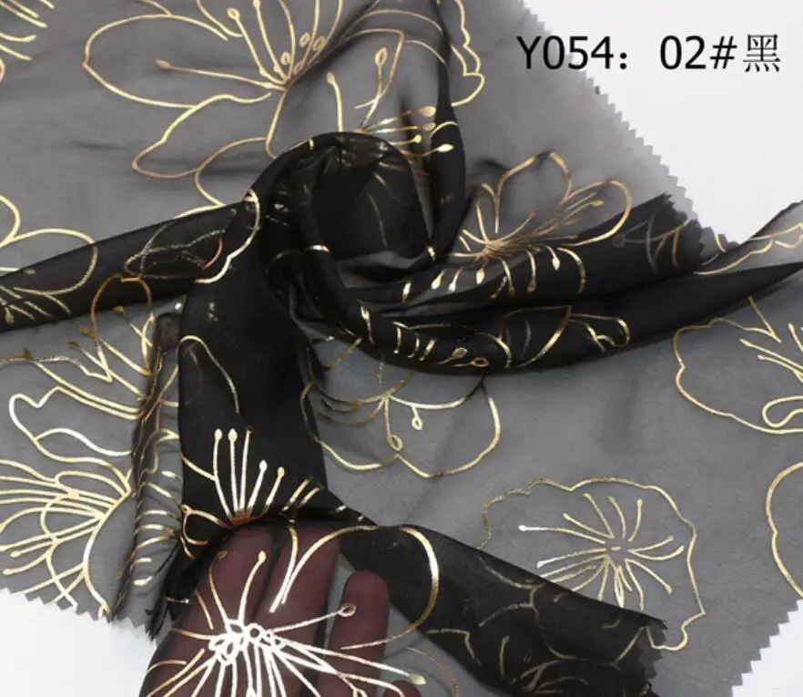 2 black Bronzing Flower Косплей 30D шифоновое платье вечерние платья ткань материал DIY летняя ткань для платья блузка шарф квалифицированный - Цвет: 2 black