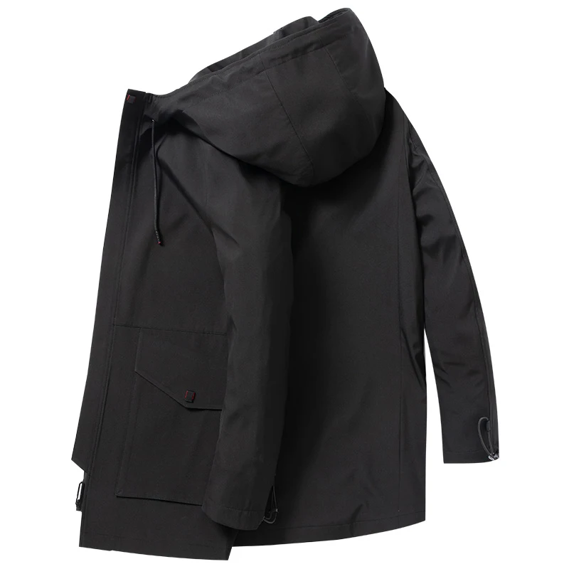 Новинка 2021 длинный тонкий высококачественный тренчкот с капюшоном мужское