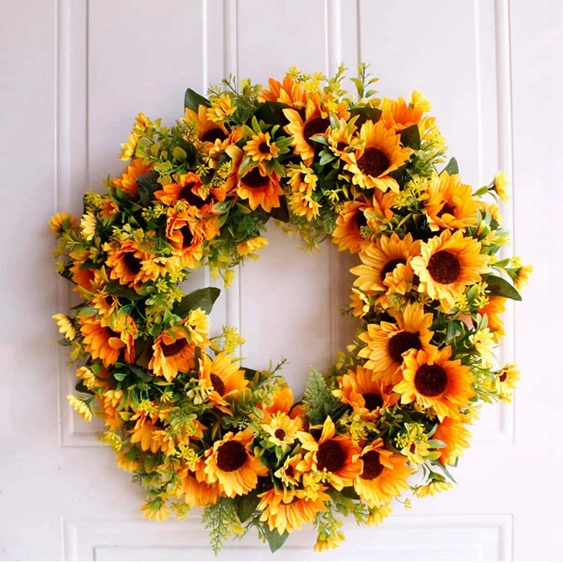 20 дюймовый Большой Фотофон для передней двери с зелеными листьями дверной венок