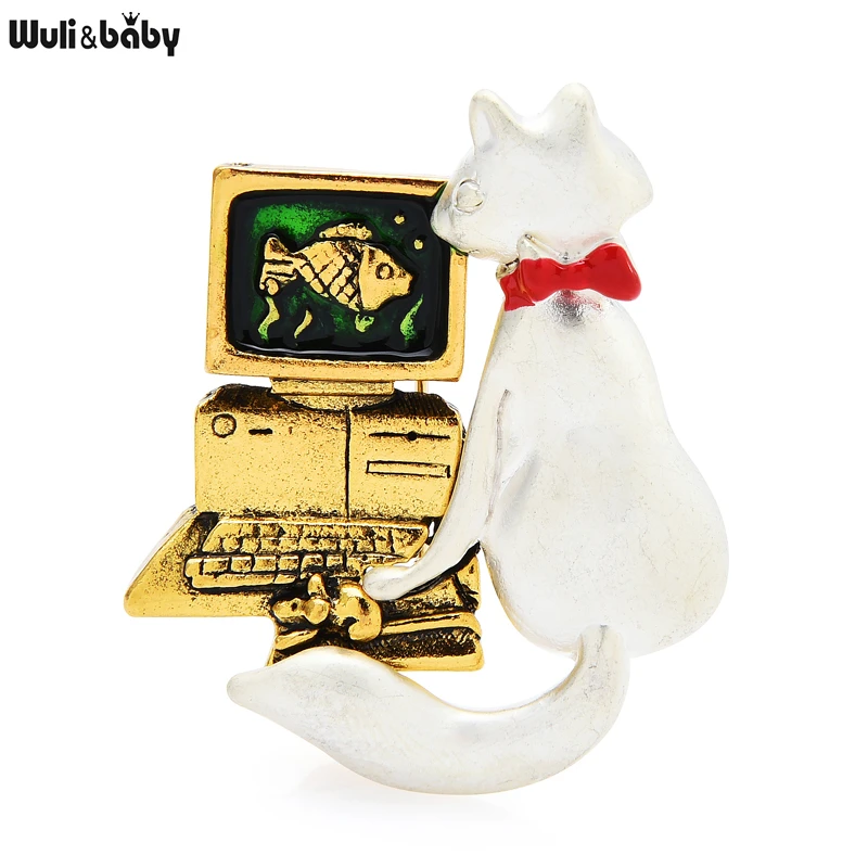 

Wuli&baby Play Game Cat Brooches For Women Unisex Interesting Cat Pet Animal Brooch Pin Women Fashion Jewelry Gifts