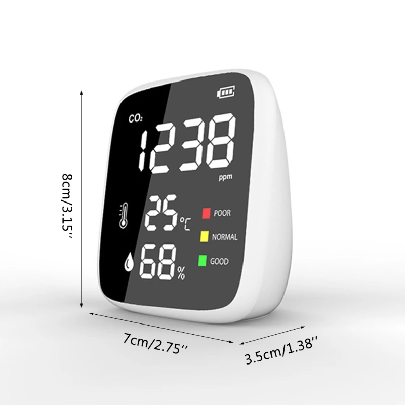 

CO2 Monitor Tester Indoor Air Quality 400-5000ppm Digital Carbon Dioxide Meters Temperature Humidity NDIR Sensor