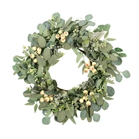 55cm eucalyptus wreath artificial green leaves wreath berries ginkgo encrypted eucalyptus wreath for front door decoration