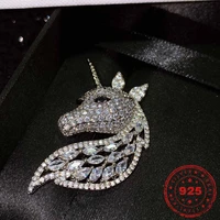 hoyon new bow brooch ins style high carbon diamond style pin personalized pearl unicorn brooch s925 silver jewelry