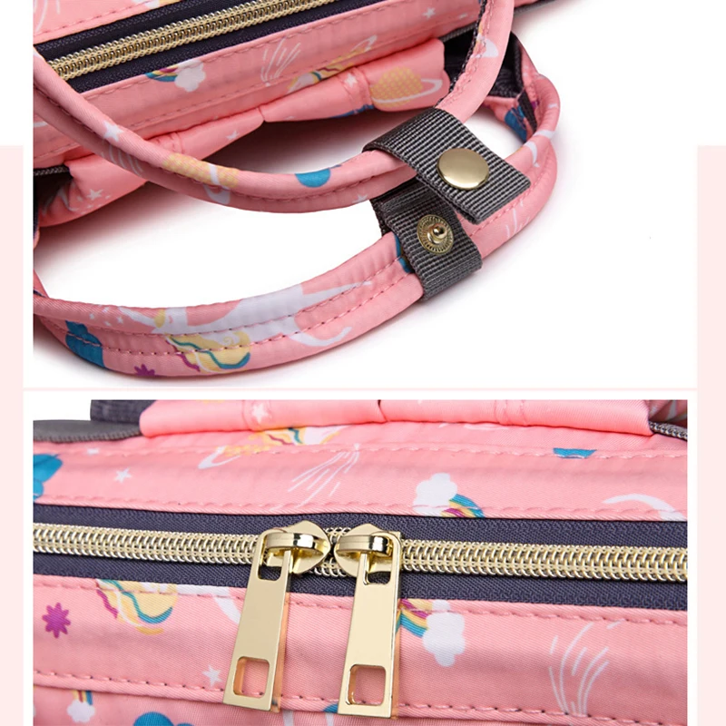 Сумка для подгузников рюкзак на молнии с единорогом большая емкость дорожная