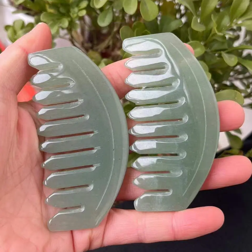 

1 шт., Нефритовая Расческа с натуральным кристаллом, 8 см Минеральный кварц TheGreen Gem. Лечебное украшение