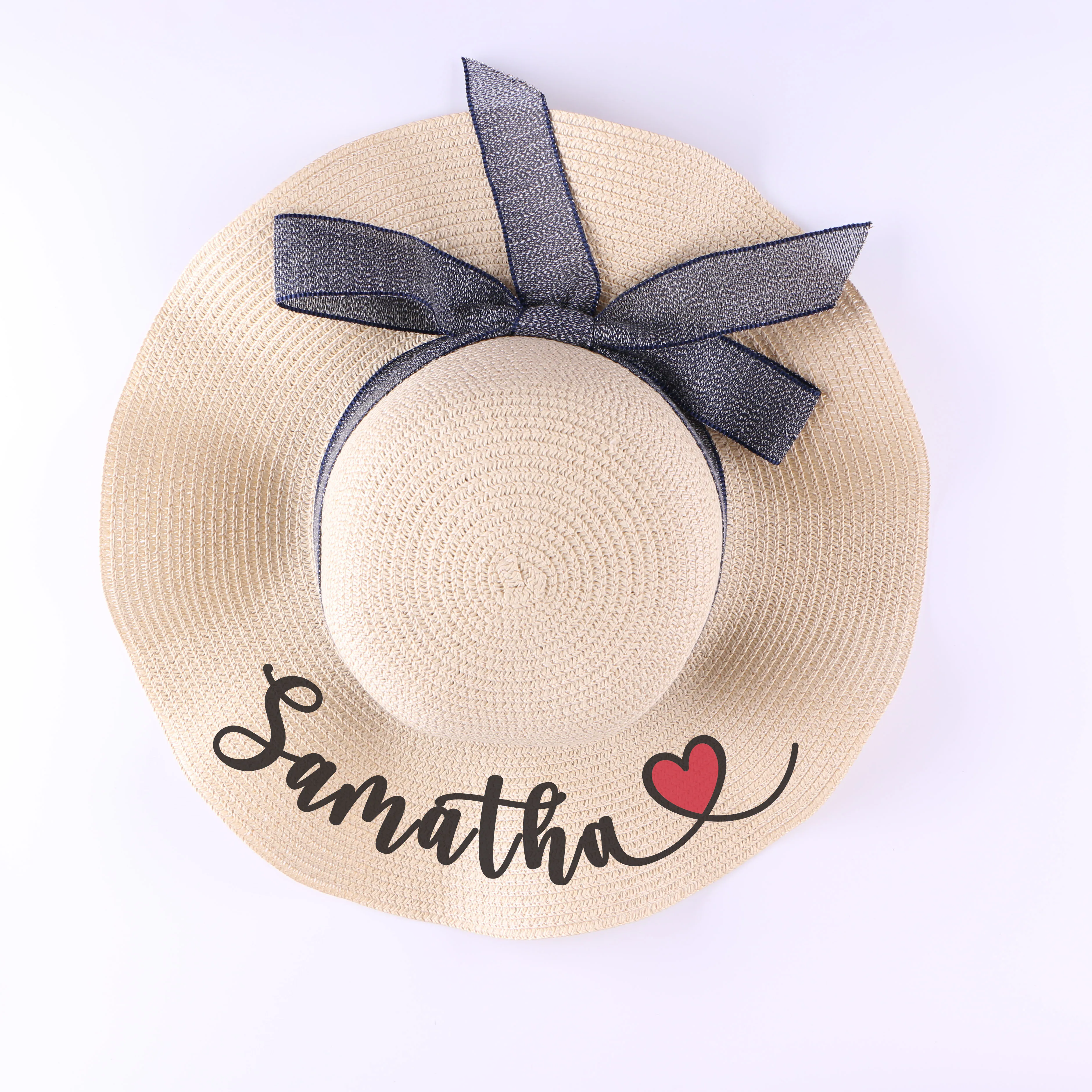 Персонализированная женская соломенная шляпа Пляжная шапка с УФ-защитой