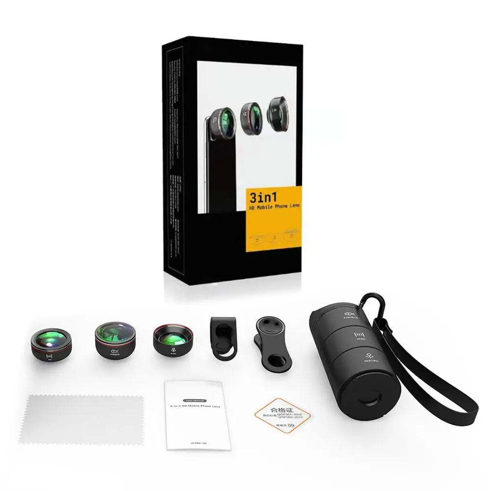 Мобильный Камера объектив Kit 0.6HD Широкий формат Full экран рыбий глаз 10xMacro