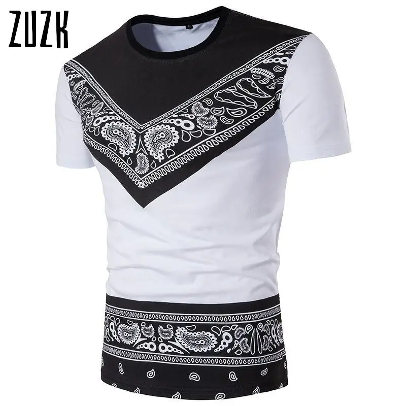 Прямая поставка Новинка лета Мужская модная футболка с круглым вырезом и