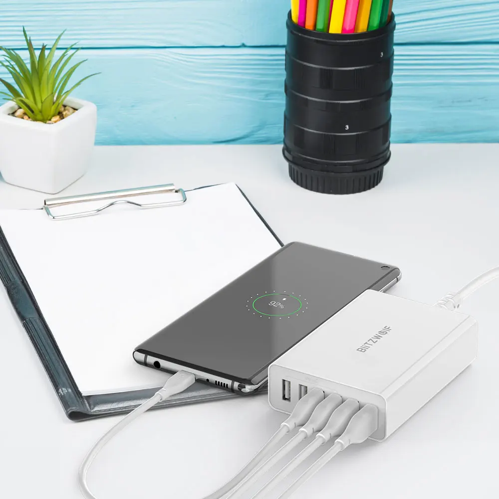 BlitzWolf 60 Вт Двойной QC3.0 6 портов USB PD зарядное устройство для телефона iphone huawei