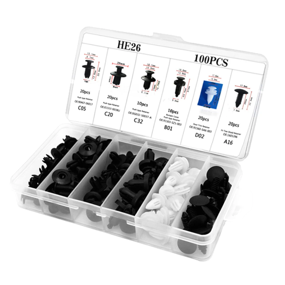 

360PCS Nylon Mixed Car Bumper Fender Screw Plastic Fastener Clip With Box Set For GM Ford Chrysler Toyota Honda Nissan Mazda
