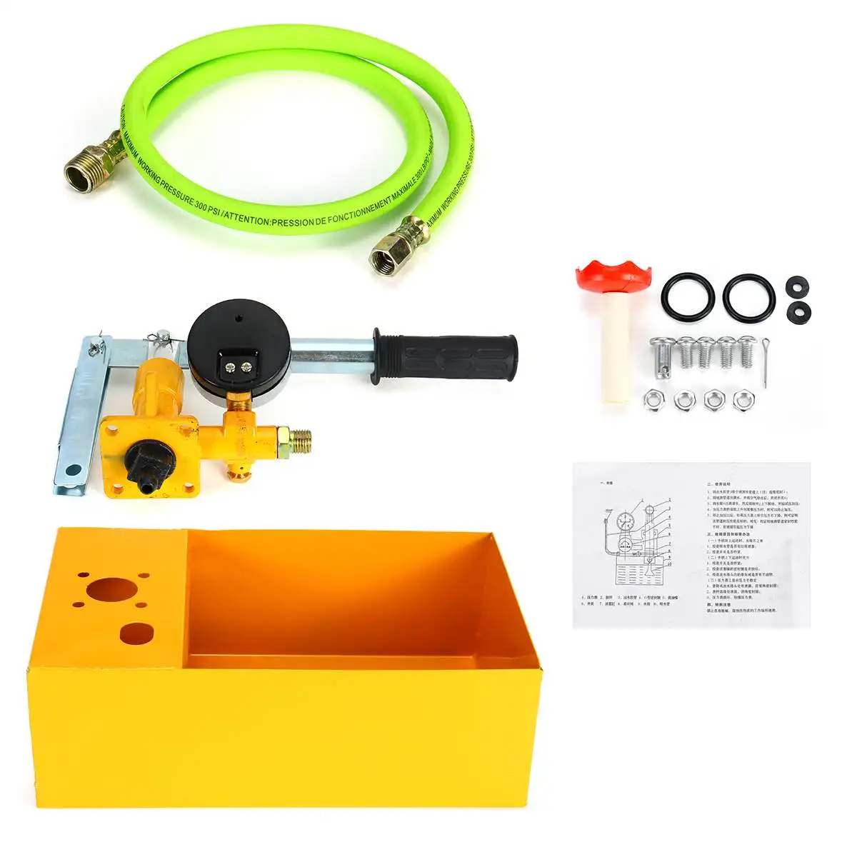 

PPR Aluminum 2.5MPa Pressure Test Pump 25KG Water Pressure Tester Manual Hydraulic Test Pump Machine with G1/2" Hose Tools