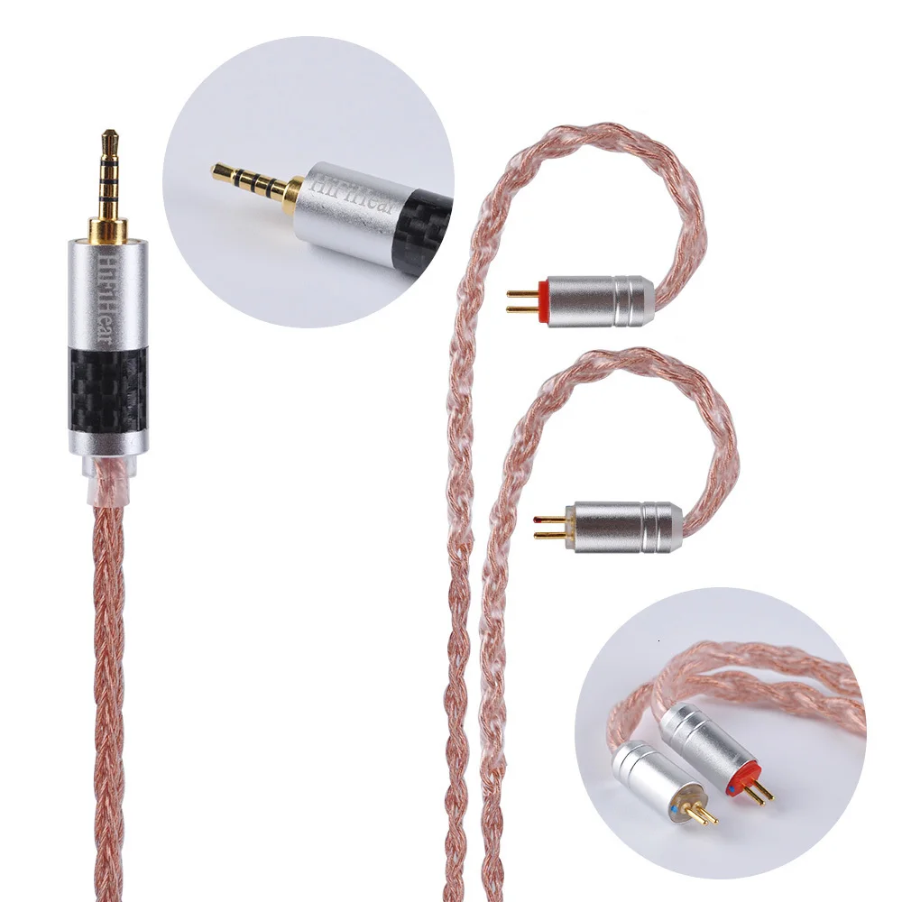 HiFiHear 8 ядерный сплав с чистый Медь кабель 2,5/3,5/4,4 мм балансный кабель с MMCX/2pin разъем для ZS10 ZS6 AS10 LZ A5 A6