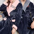 Фланелевый Халат-кимоно для пар, халат, зимняя теплая длинная ночная рубашка, одежда для сна, ночная рубашка из плотного кораллового флиса, домашнее платье
