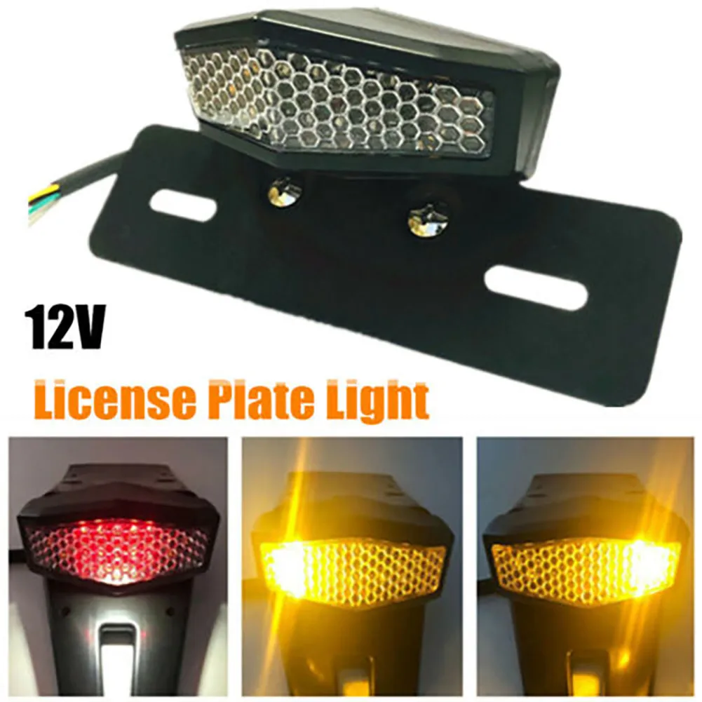

Waterproof LED Tail Light Brake Fender License Plate Motorcycle Red + Amber