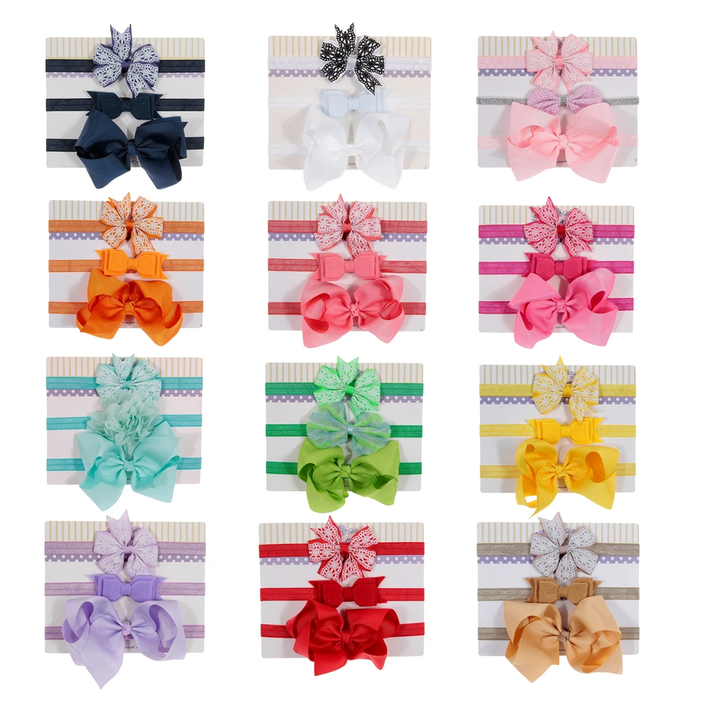 3 шт./лот лента для девочек с бантом детская эластичная повязка на голову