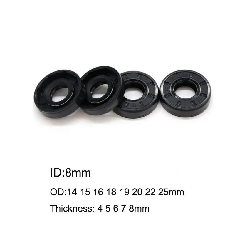 

5/10 Pcs NBR Rubber TC Double Lip Oil Seal Gasket Ring 8x14x4/5 8x15x5 8x16x5/7 8x18x4/5/7/8 8x19x7 8x20x7 8x22x5/6/7/8 8x25x7mm