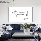 Абстрактная картина Пикассо, скандинавский постер с одним штрихом, настенный художественный холст, постер для собак, черно-белые настенные картины, декор для гостиной