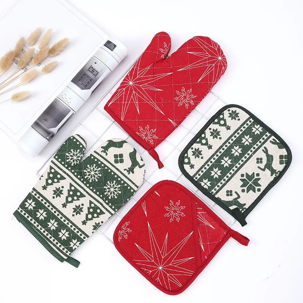 

1pc Thicken Kitchen Gloves Insulation Christmas Pattern Pad Cooking Microwave Gloves Baking BBQ Oven Potholders Oven Oven Mitten