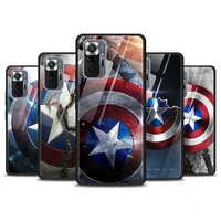 avengers shield marvel for xiaomi redmi note 10 pro max 10s 9t 9s 9 8t 8 7 pro 5g luxury tempered glass phone case cover