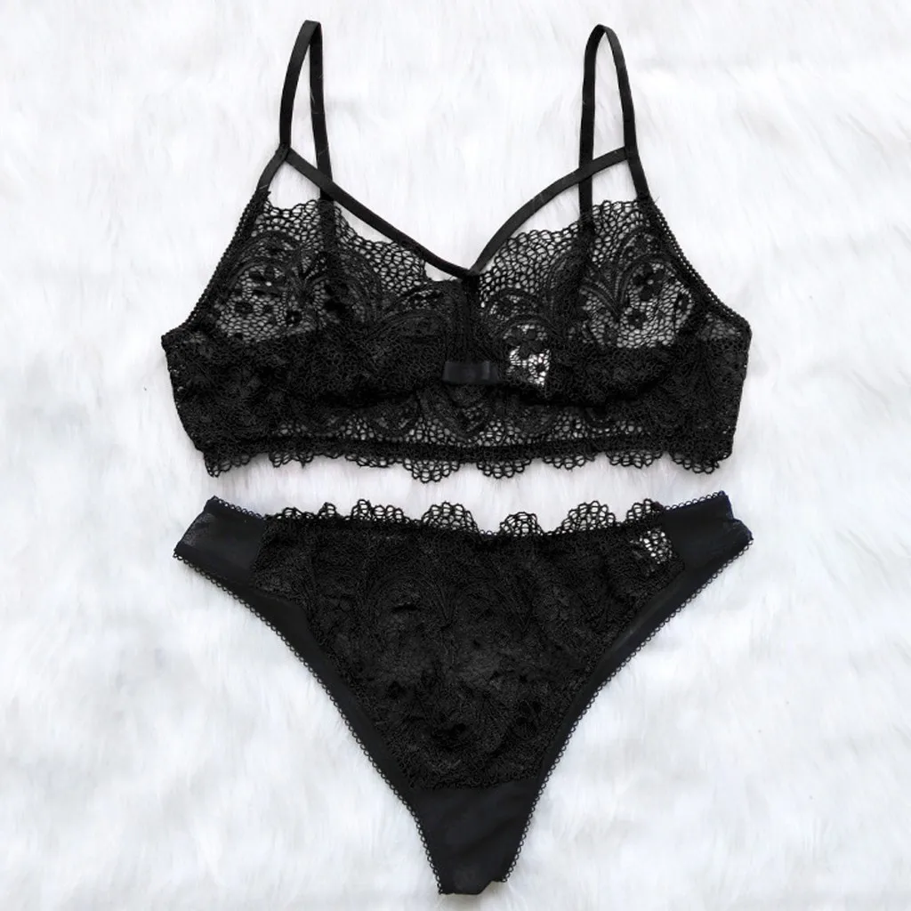 Женский кружевной комплект с бюстгальтером и трусиками бюстгальтер пуш-ап без