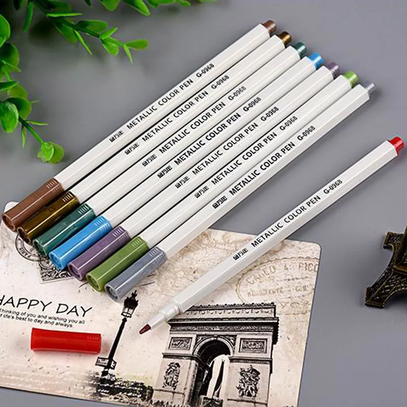 Маркер художественный на водной основе блестящий металлический 10 шт.|metallic color