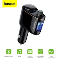 baseus car fm transmitter bluetooth compatible handsfree car kit usb fast charging cigarette lighter port audio mp3 player