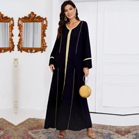 muslim fashion long sleeved dress solid color multi layer pleated stitching large swing indian dress women turkish clothing