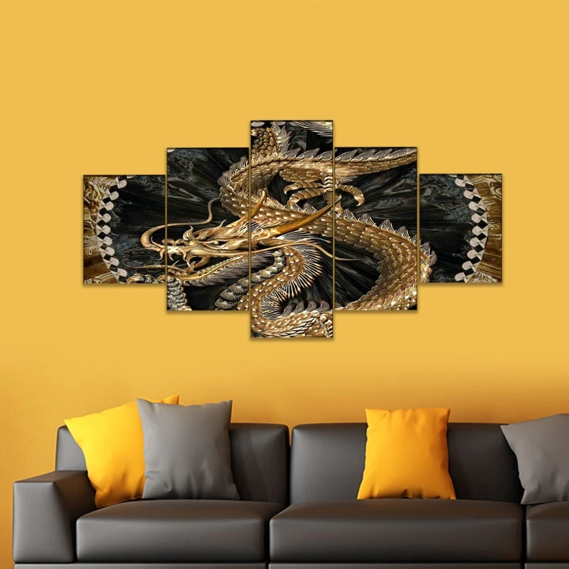 

5pcs Unframed Dragon Oil Paintings Print Posters Wall Abstract Art Pictures Home Living Room Decor