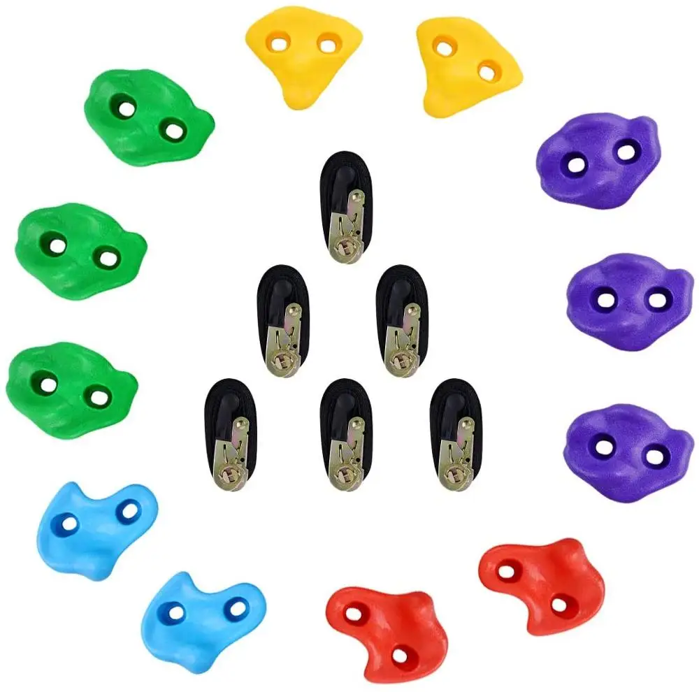 

Plastic Children Kids Rock Climbing Wood Wall Stones Hand Feet Holds Grip Kits Without Screws Climbing Equipment