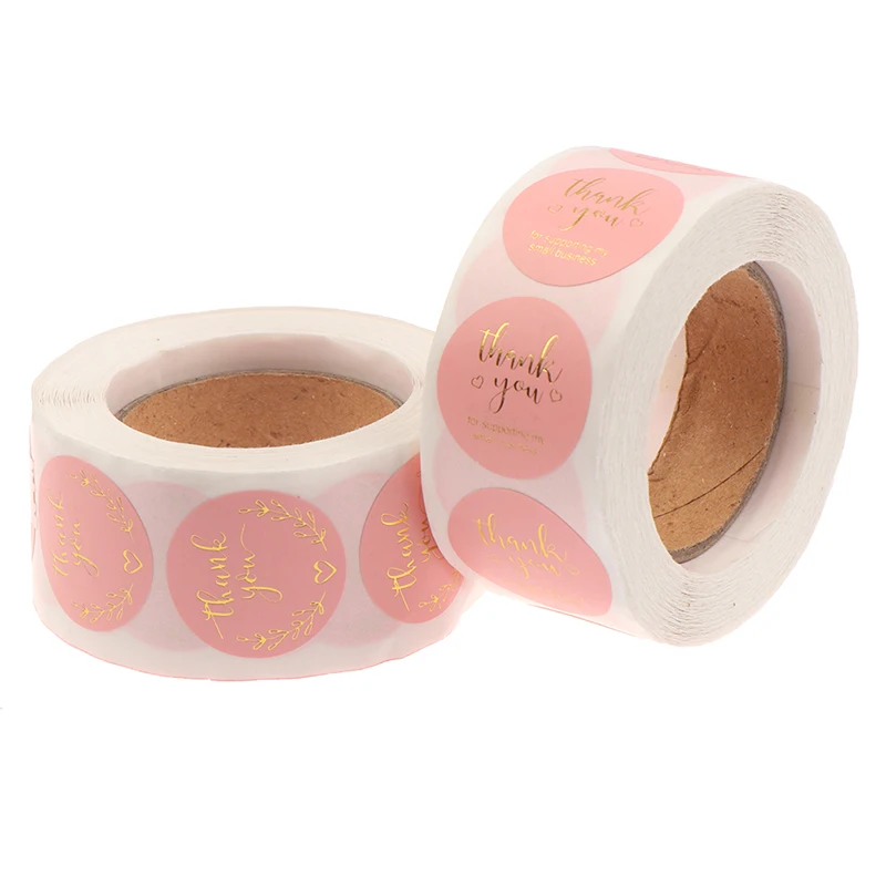 

500pcs Per Roll Pink Thank You Stickers Seal Labels Label Paper Sticker Home Hand Made Wedding Envelope Seals