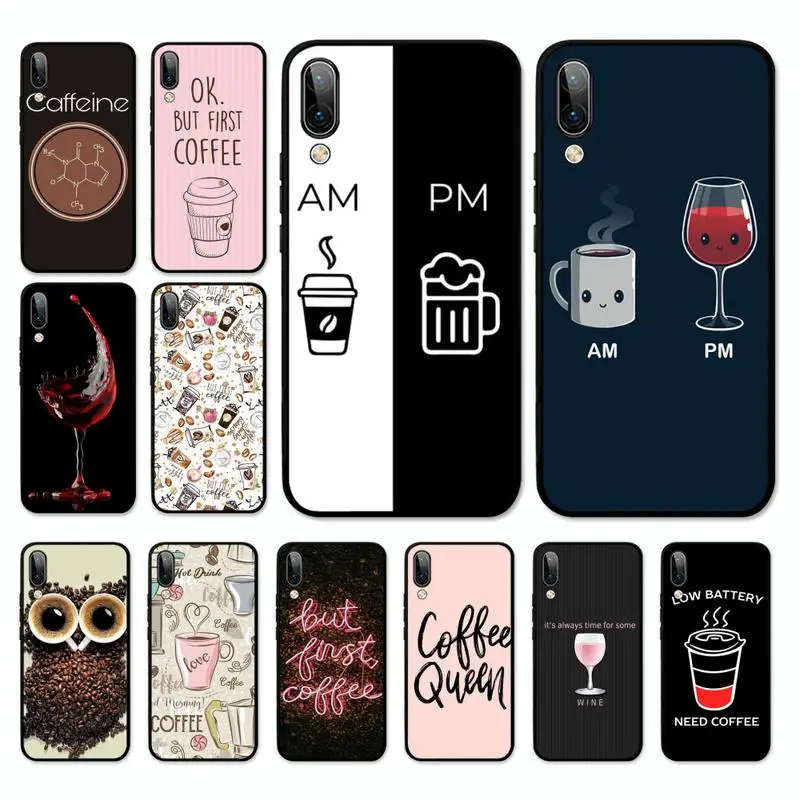 

Coffee Wine Cup Phone Case For OPPO A9 A7 A3S A1K F5 Reno 2 Z Realme 6 5 Pro C3 Vivo Y91C Y51 Y31 Y19 Y17 Y11 V17