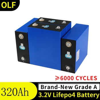New 3.2v 320ah cycle 6000 times lifepo4 battery inverter 12v 24v solar energy saving system rechargeable battery pack tax-free