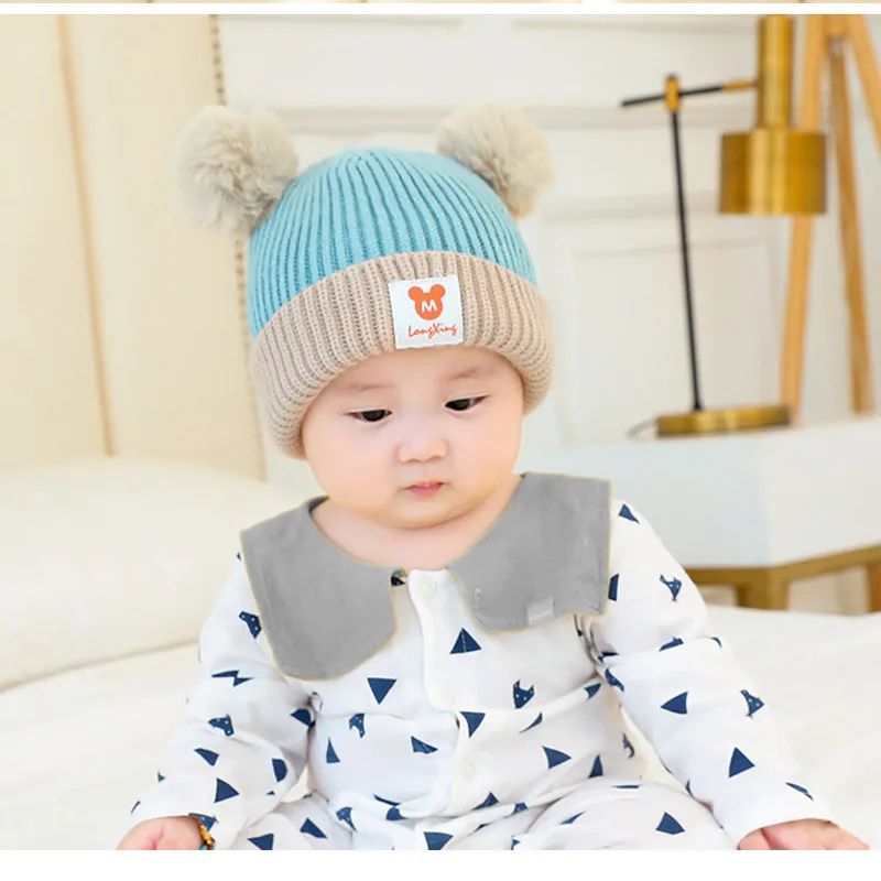 Детская шапка шапки-бини Дети Детские теплые зимние шерстяные шляпы