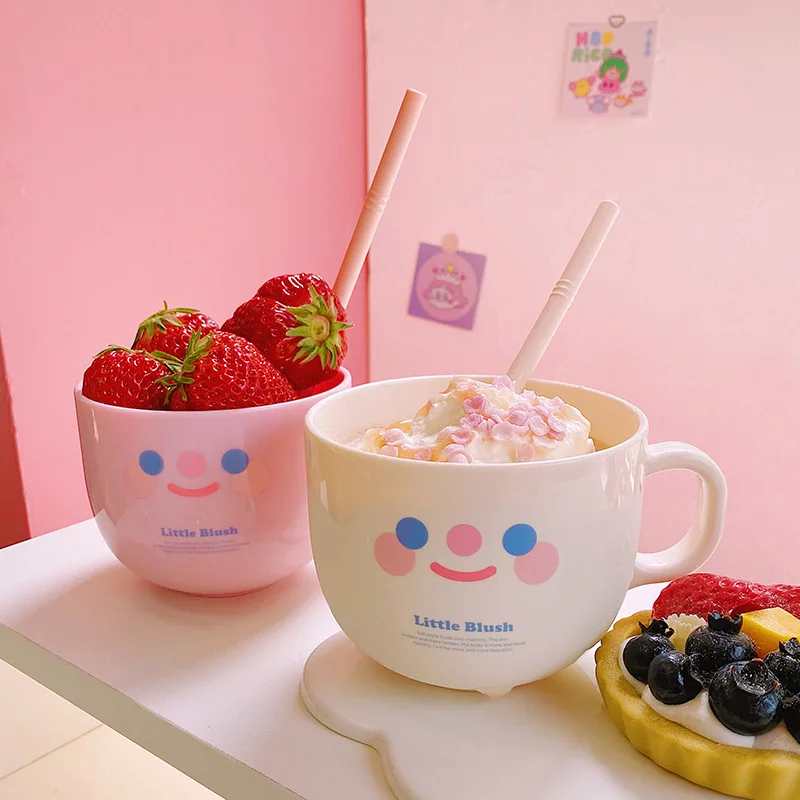 

Creative water cup with starw portable plastic mug cute drinkware breakfast milk coffee juice kawaii bottle for girls HT62#