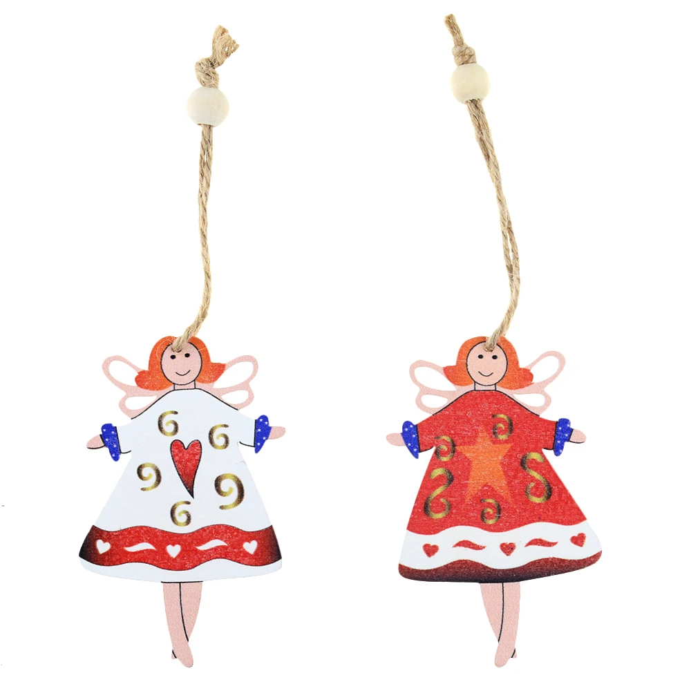 2 шт. деревянный пеньковый веревочный ангел подвеска на рождественскую елку