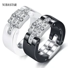 Свадебные Кольца женские, черные, гибкие, керамические, со средним слоем, кольца с цирконием