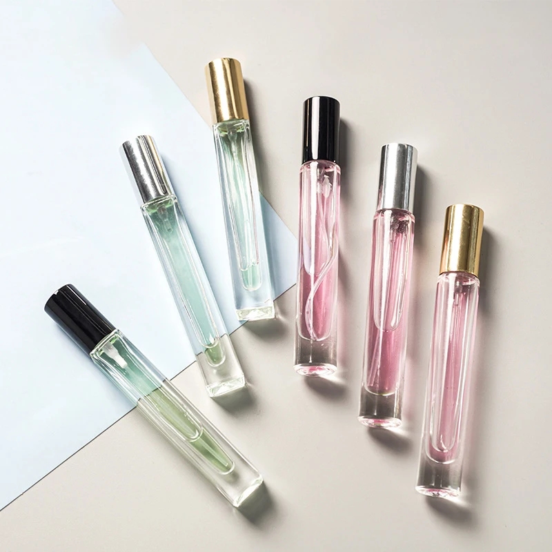 

5pcs 10ml The New Rectangular Round Screw Mouth Crystal Perfume Sub-bottle Cosmetic Glass Colorless Transparent Container