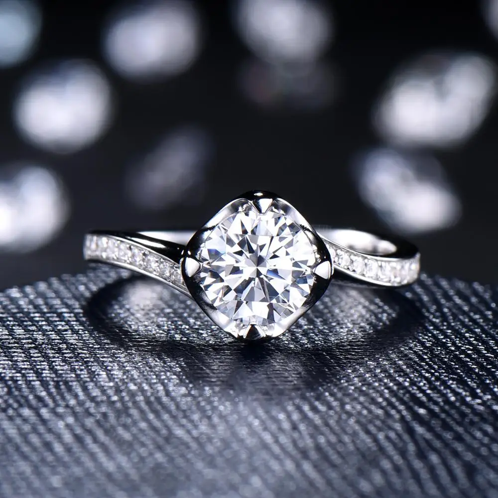 

Женское кольцо LASAMERO 6,5 карат, обручальное кольцо с круглым муассанитом мм, однотонное кольцо из 14-каратного золота ручной работы, подарок на ...