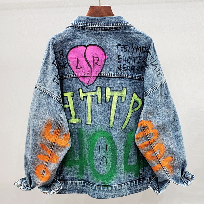 2020 демисезонные Модные женские куртки большого размера с надписью джинсы
