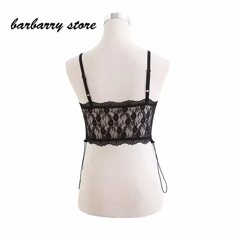 2021 summer new European American style sexy cut out lace black vest women's slim short suspender tops tank top women backless