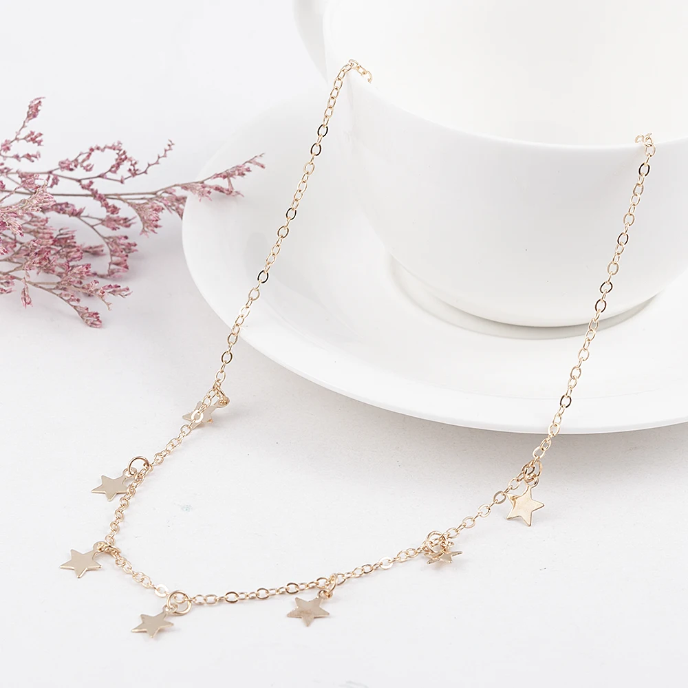 Модное женское элегантное ожерелье чокер со звездами Пляжное цепочка эффектные
