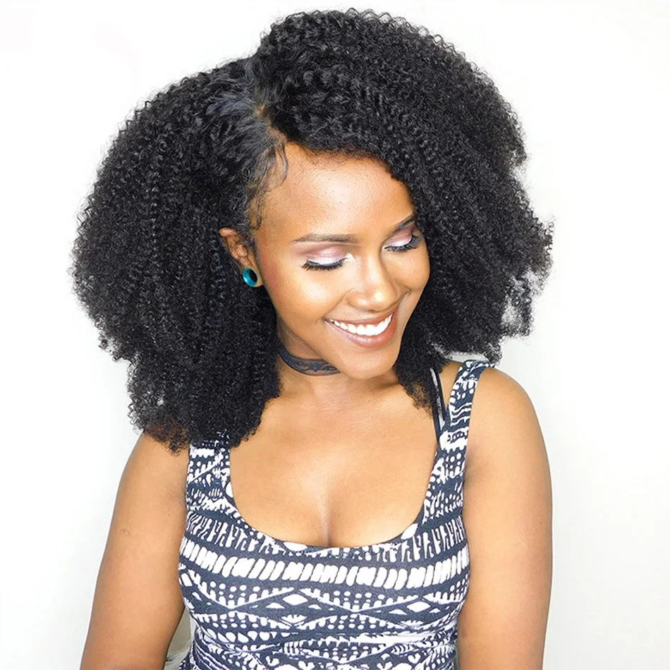 U-образный парик из натуральных волос мусульманский афро кудрявый половина